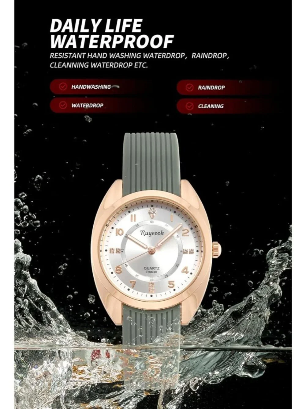 Women's Green Analog Quartz Elegant Silicone Band Waterproof Nurse Wrist Watch